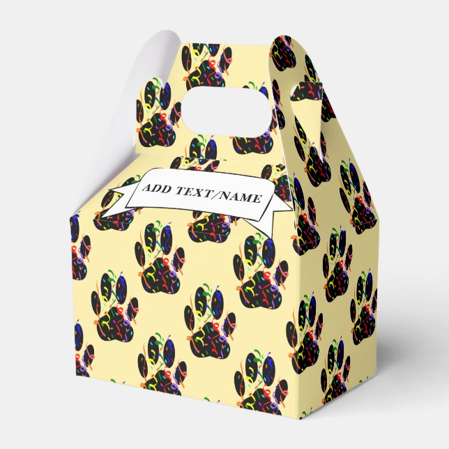 Paw Prints Confetti And Party Streamer Custom Favour Box (Front Side)