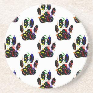 Paw Prints Confetti And Party Streamer Pattern Coaster
