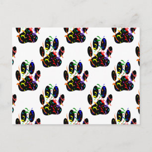 Paw Prints Confetti And Party Streamer Pattern Invitation Postcard