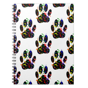 Paw Prints Confetti And Party Streamer Pattern Notebook
