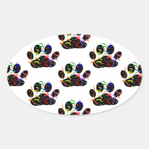 Paw Prints Confetti And Party Streamer Pattern Oval Sticker
