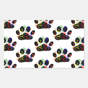 Paw Prints Confetti And Party Streamer Pattern Rectangular Sticker