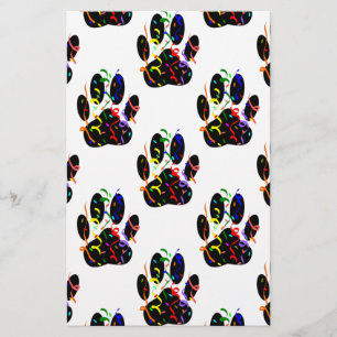 Paw Prints Confetti And Party Streamer Pattern Stationery