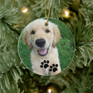 Paw Prints Custom Pet Photo Ceram Ceramic Ornament