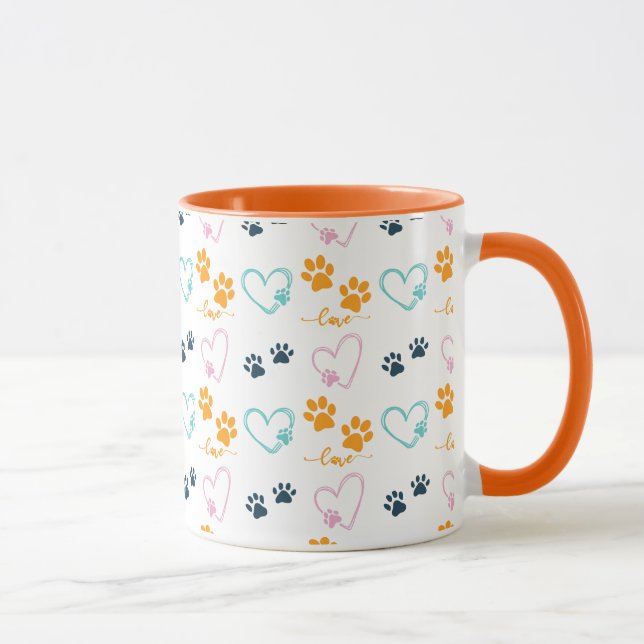 Paw Prints Cute Dog Lover  Mug (Right)