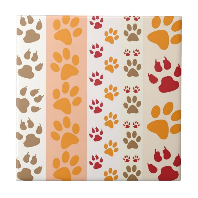 Paw Prints cute Dog Lovers Tile (Front)