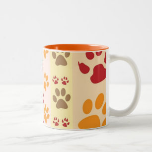 Paw Prints cute Dog Lovers Two-Tone Coffee Mug