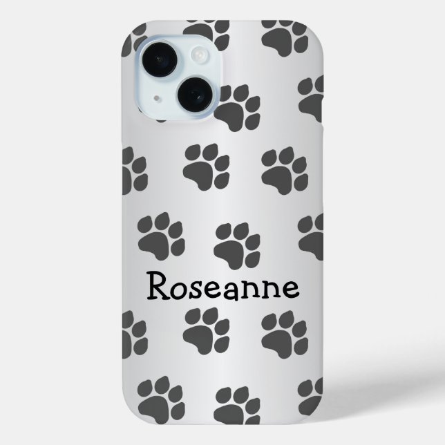 Paw Prints Design Grey Coloured Personalised Case-Mate iPhone Case (Back)