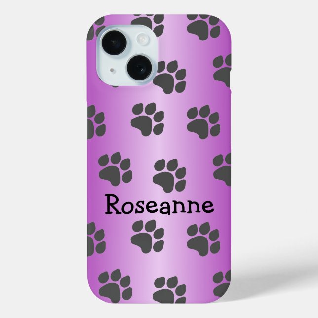 Paw Prints Design Purple Coloured Personalised Case-Mate iPhone Case (Back)