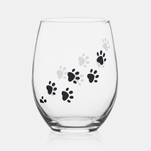 Paw Prints Design Stemless \ Wine Glass