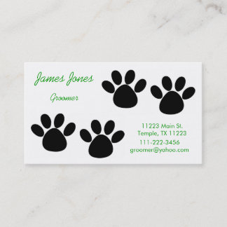 Paw Prints Dog Groomer Business Card