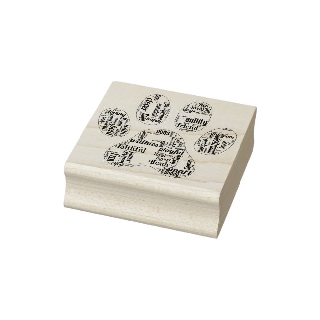 paw prints dog wordcloud rubber stamp (Stamp)