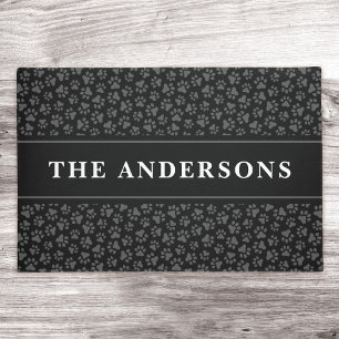 Paw prints family surname or pet business name doormat