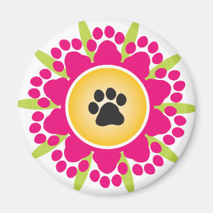 Paw Prints Flower Magnet