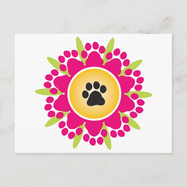 Paw Prints Flower Postcard (Front)