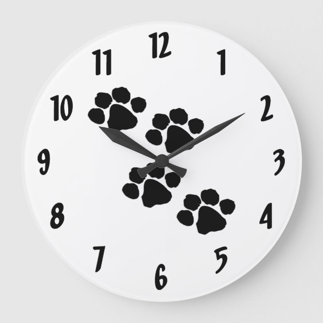 Paw Prints For Animal Lovers Large Clock (Front)