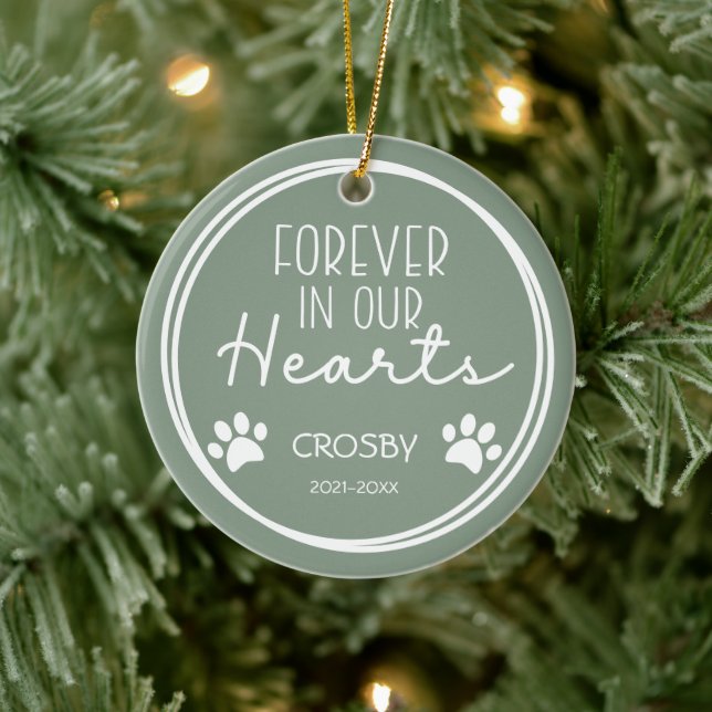 Paw Prints Forever in Our Hearts Photo  Ceramic Ornament (Tree)