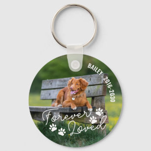 Paw Prints Forever Loved Name Curved Text Key Ring