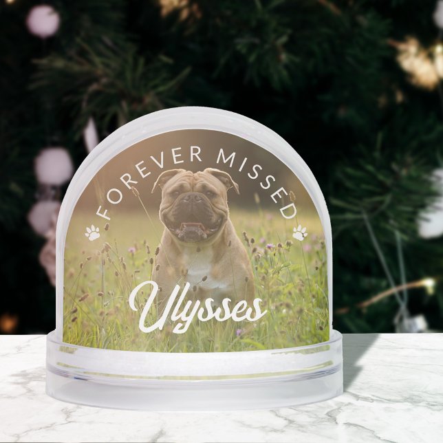 Paw Prints Forever Missed Name Dog Photo Snowglobe (Creator Uploaded)