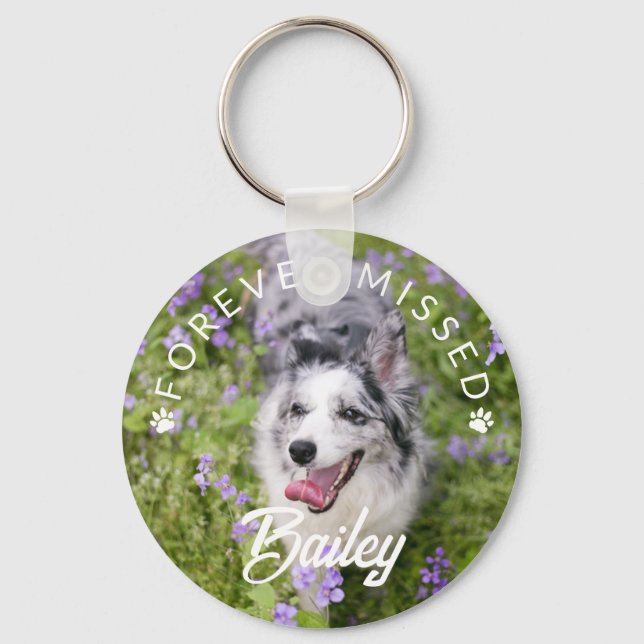 Paw Prints Forever Missed Pet Photo Key Ring (Front)