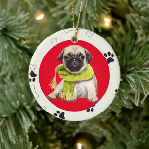 Paw Prints Frame Custom Pet Photo Ceramic Ornament