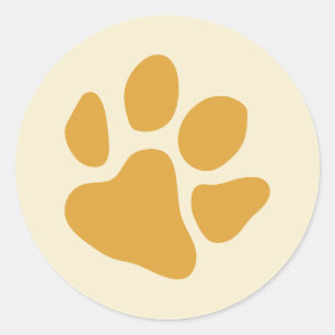 Paw Prints Gold Classic Round Sticker