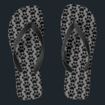Paw Prints Grey Grey Black Animal Patterns Cute Thongs<br><div class="desc">Designed with cute black and grey paw print patterns all over! You may choose a different background colour if you wish.</div>