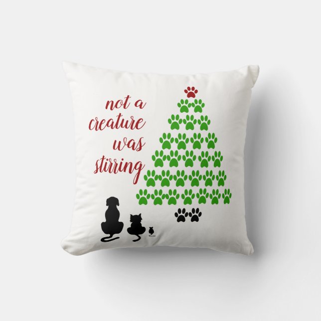 Paw Prints Holiday Tree Cushion (Front)