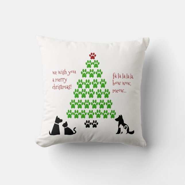 Paw Prints Holiday Tree Cushion (Front)