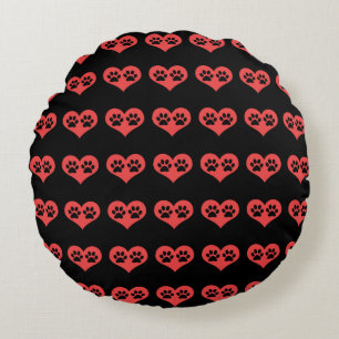 Paw Prints In My Heart by Shirley Taylor Round Cushion
