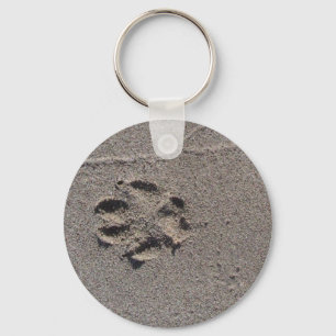 Paw Prints in Sand Key Ring