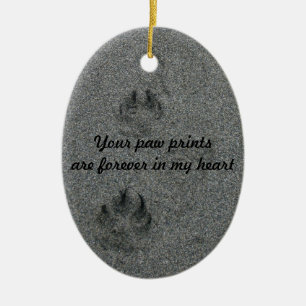 Paw Prints in the Sand Pet Memorial Ceramic Tree Decoration