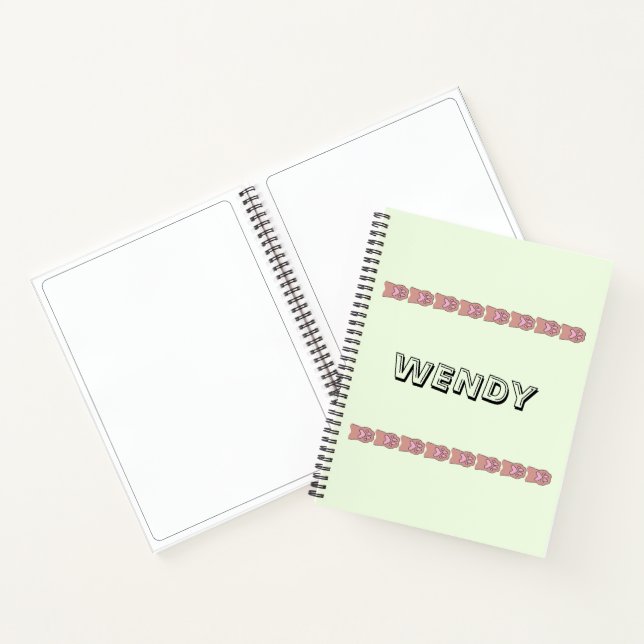 Paw prints light green Personalised name Notebook (Inside)
