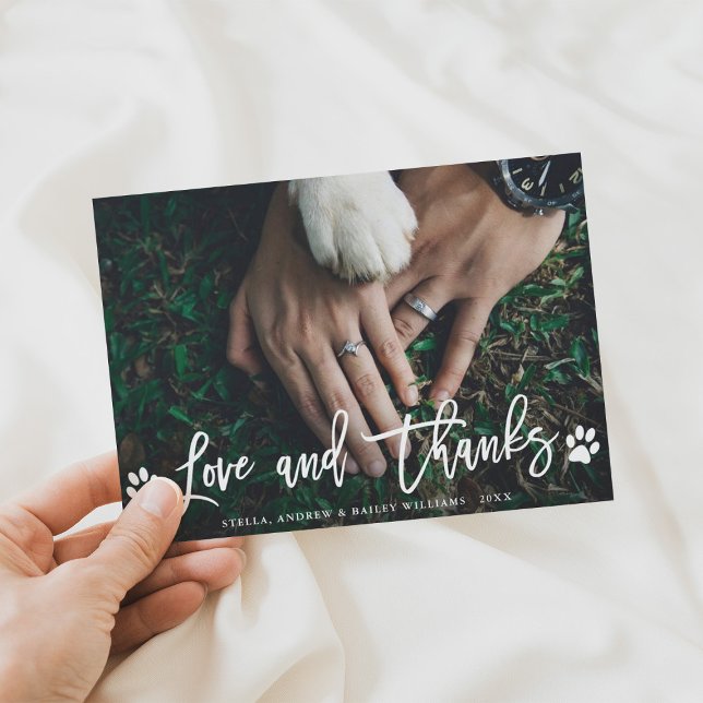 Paw Prints Love & Thanks | Thank You Photo Card (Creator Uploaded)