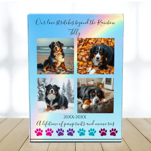 Paw Prints & Memories-Custom Rainbow Dog Memorial Photo Block (Paw Prints & Memories-Custom Rainbow Dog Memorial Photo Block )