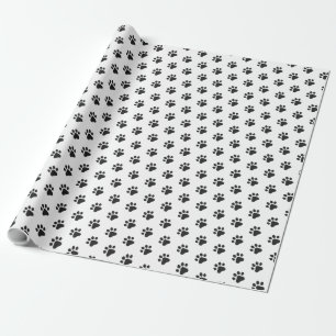 Paw Prints Modern Black White Pet Lovers Gift Wrap