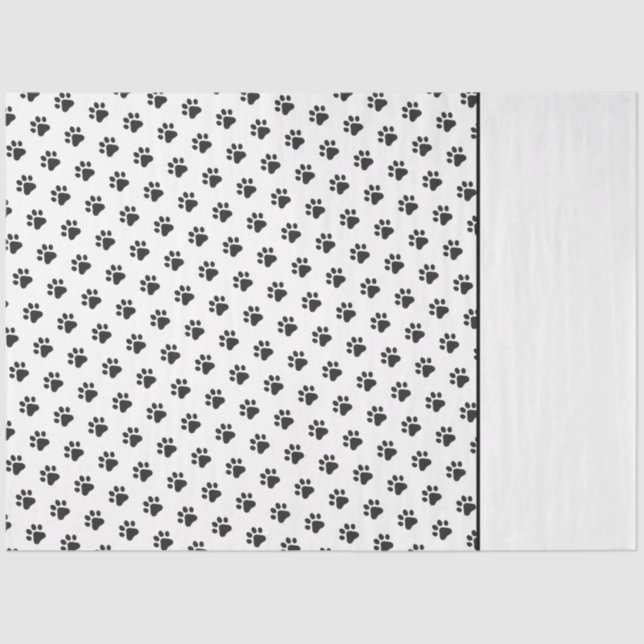 Paw Prints Modern Black White Pet Lovers Gift Wrap Tissue Paper (Front)