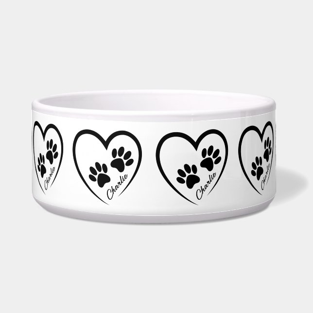 Paw Prints of Love Dog Bowl (Front)