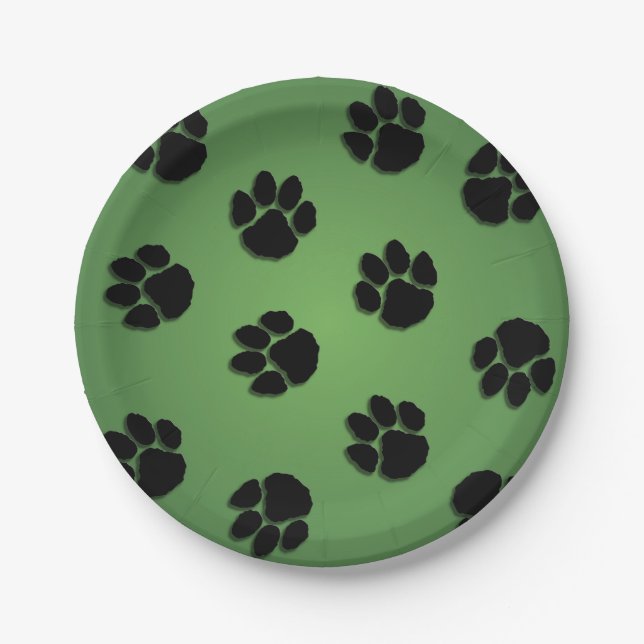 Paw Prints on Green Paper Plate (Front)