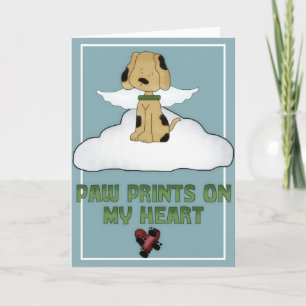 Paw Prints on Heart Pet Sympathy Greeting Card