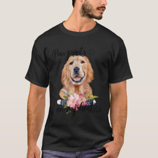Paw Prints On My Heart Dog Lover Gifts Golden Retr T-Shirt