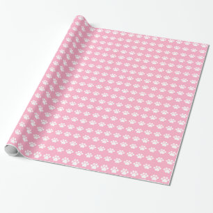 Paw Prints on Pink Background Wrapping Paper