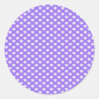 Paw Prints on Purple Classic Round Sticker