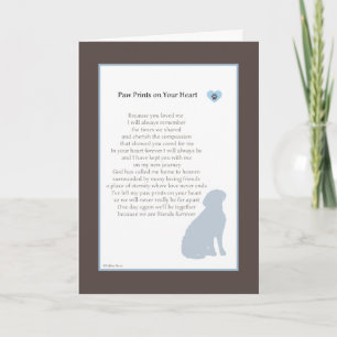 Paw Prints On Your Heart sympathy dog sympathy Card