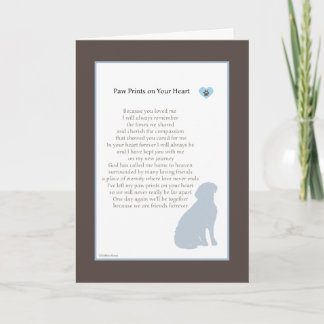 Paw Prints On Your Heart sympathy dog sympathy Card