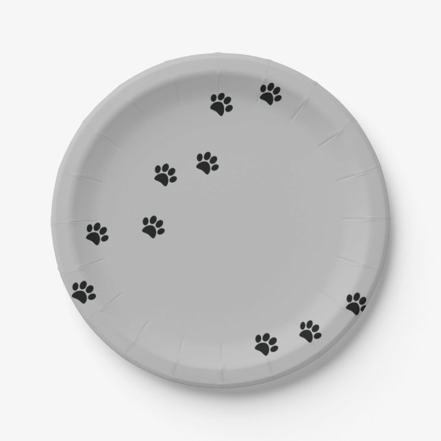 Paw Prints Paper Plate (Front)