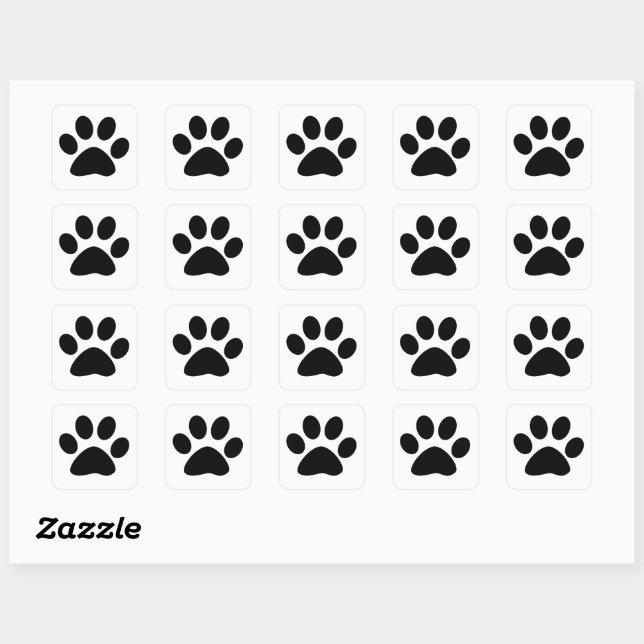 Paw Prints Pattern Custom Cute Black Stylish Square Sticker (Sheet)
