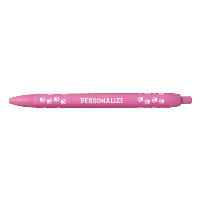 Paw Prints Personalise PINK Template Pen (Front)