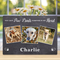 Paw Prints Personalised 3 Photo Dog Pet Memorial