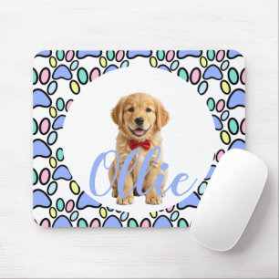 Paw Prints Personalised Dog Photo Mouse Pad